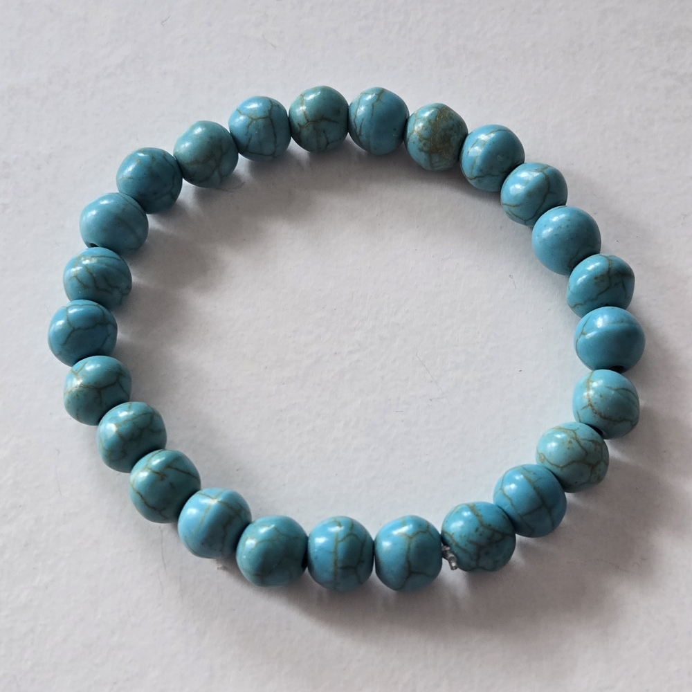 Faux Turquoise Howlite Beaded Gemstone Stretch Bracelet
